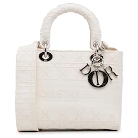 Dior-Dior White Medium Cannage Lady D-Lite-White