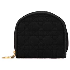 Dior-Dior Black Cannage Cotton Zip Around Coin Pouch-Black