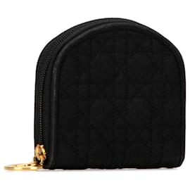 Dior-Dior Black Cannage Cotton Zip Around Coin Pouch-Black