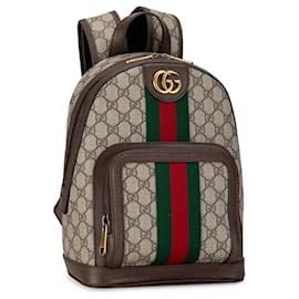 Gucci-Gucci Brown Small GG Supreme Ophidia Backpack-Brown,Beige