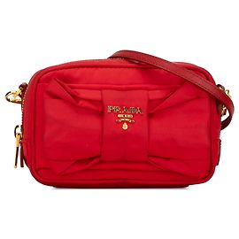 Borsa a tracolla Prada in tessuto Fiocco rosso Rosso