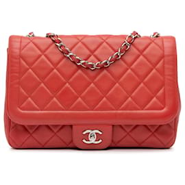 Chanel-Chanel Red Large Lambskin Coco Rider Flap-Red