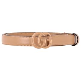 Gucci-Gucci Azalea lined G Buckle Belt in Beige Leather-Beige