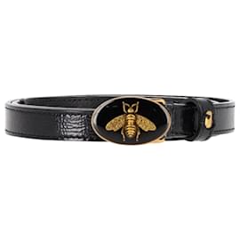 Gucci-Gucci Bee Buckle Belt in Black Leather-Black
