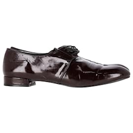 Prada-Prada Lace Up Oxfords in Brown Patent Leather-Brown,Red