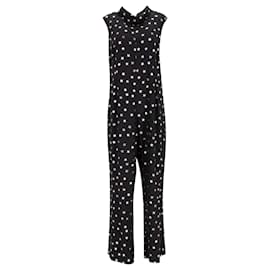 Autre Marque-Rixo Star-print Reverse-collar Jumpsuit in Black Viscose-Black