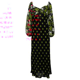 Autre Marque-Rixo Josephine Polka-dot Dress in Black and Red Silk -Red