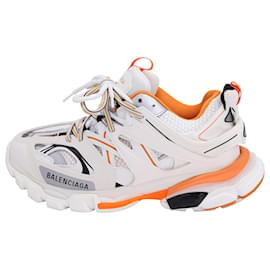 Balenciaga-Balenciaga Track Sneakers in White Orange Polyurethane-White,Cream