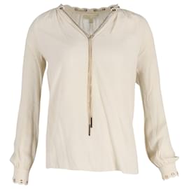 Michael Kors-Michael Michael Kors Chain Lace Blouse in White Polyester-White