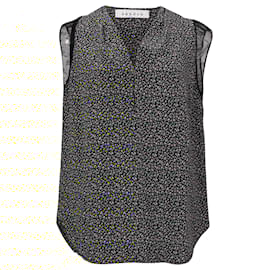 Sandro-Sandro V-neck Lace Trim Blouse in Multicolor Silk-Other