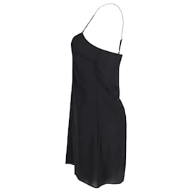 Autre Marque-Saloni Thin Strap Mini Dress in Black Silk-Black