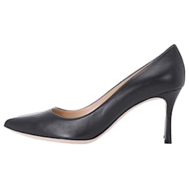 Sergio Rossi-Sergio Rossi Pointed Toe Pumps in Black Leather-Black