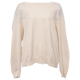 Ba&Sh-Ba&sh Embellished Crewneck Sweater in White Cotton-White,Cream