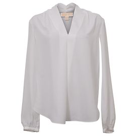 Blusa Michael Michael Kors com decote em V em seda branca Branco