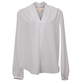 Michael Kors-Michael Michael Kors  V-Neck Blouse in White Silk-White