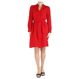 Carolina Herrera Rotes knielanges Kleid mit Gürtel - Größe UK 8 Rot