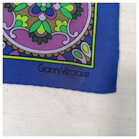 Gianni Versace-Gianni Versace multicolored blue and purple scarf-Blue