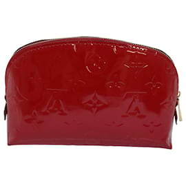 Louis Vuitton-LOUIS VUITTON Monogram Vernis Pochette Cosmétique Rouge M91496 Auth LV 76448-Rouge,Monogramme