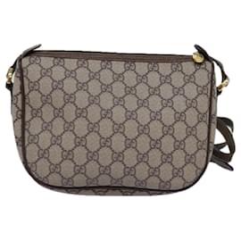 Gucci-GUCCI GG Supreme Web Sherry Line Shoulder Bag Beige Red 001 123 Auth yk12792-Red,Beige