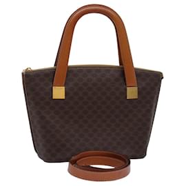 Céline-CELINE Sac à main en toile Macadam Cuir PVC 2façon Brown Auth 76743-Marron