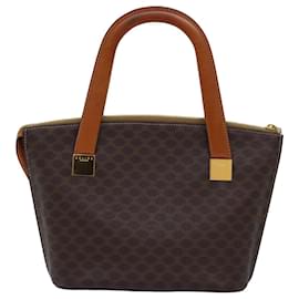 Céline-CELINE Macadam Canvas Hand Bag PVC Leather 2way Brown Auth 76743-Brown