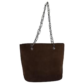 Prada-PRADA Hand Bag Suede Brown Auth 77232-Brown