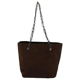 Prada-PRADA Hand Bag Suede Brown Auth 77232-Brown