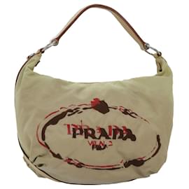 Prada-PRADA Shoulder Bag Nylon Beige Auth 77348-Beige