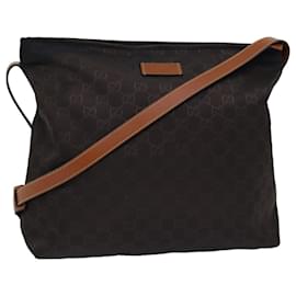 Gucci-GUCCI GG Canvas Shoulder Bag Nylon Brown 308840 Auth yk12840-Brown