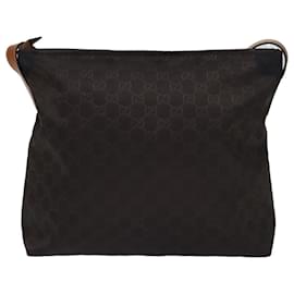 Gucci-GUCCI GG Canvas Shoulder Bag Nylon Brown 308840 Auth yk12840-Brown