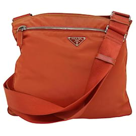 Prada-PRADA Shoulder Bag Nylon Orange Auth 77079-Orange