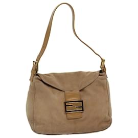 Fendi-FENDI Mamma Baguette Sac à bandoulière Daim Beige Auth 76610-Beige