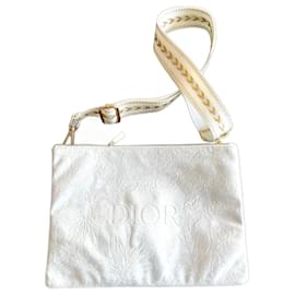 Dior-Très beau sac, pochette Dior blanc-Blanc,Doré