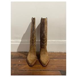 Hermès-HERMES  Boots T.eu 36.5 Suede-Camel