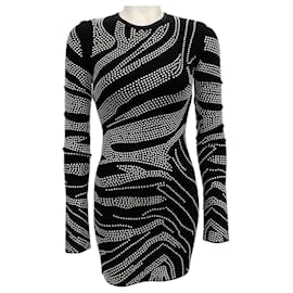 Autre Marque-David Koma Black Zebra Studded Bodycon Dress-Black
