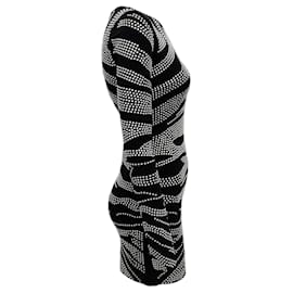 Autre Marque-David Koma Black Zebra Studded Bodycon Dress-Black