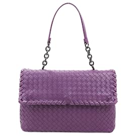Bottega Veneta-Bottega Veneta Nappa Intrecciato Baby Olimpia Shoulder Bag Byzantine with mirror-Purple