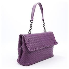 Bottega Veneta-Bottega Veneta Nappa Intrecciato Baby Olimpia Bolsa de Ombro Bizantina com Espelho-Roxo