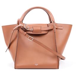 Céline-CELINE Smooth Calfskin Small Big Bag 2way Handbag in Tan-Brown