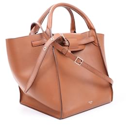 Céline-CELINE Smooth Calfskin Small Big Bag 2way Handbag in Tan-Brown