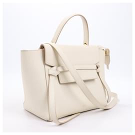 Céline-CELINE Belt Bag Micro Leather 2way Handbag in White-Beige