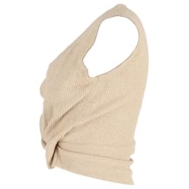 Jacquemus-Jacquemus Le Haut Noué Knotted Crop Top in Beige Cotton-Beige