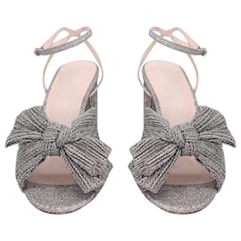 Loeffler Randall-Loeffler Randall Camellia Knotted Metallic Sandals in Silver Satin-Silvery,Metallic