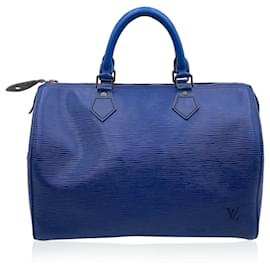 Louis Vuitton-Toledo Blue Epi Leather Speedy 30 Boston Bag Handbag-Blue