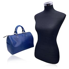 Louis Vuitton-Toledo Blue Epi Leather Speedy 30 Boston Bag Handbag-Blue
