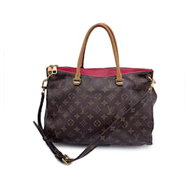 Louis Vuitton-Sac à main complet Pallas en toile Monogram avec bandoulière Fuchsia-Marron