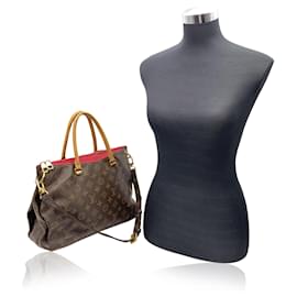 Louis Vuitton-Monogram Canvas Pallas Full Handbag with Strap Fuchsia-Brown