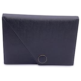 Yves Saint Laurent-Vintage Black Leather Asymmetric Clutch Bag-Black