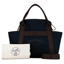 Hermès-Sac de Pansage Groom en Toile 2way d'Hermès-Bleu