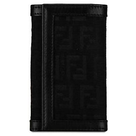 Fendi Zucchino Canvas Leather Key Case 6 Hook 8AP002 Black